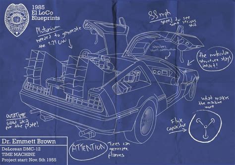 Back to the Future - DeLorean Blueprint | Blueprints, Time travel ...