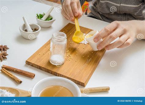 Woman is Making Homemade Cosmetics or Makeup from Ingredients Stock Photo - Image of medication ...