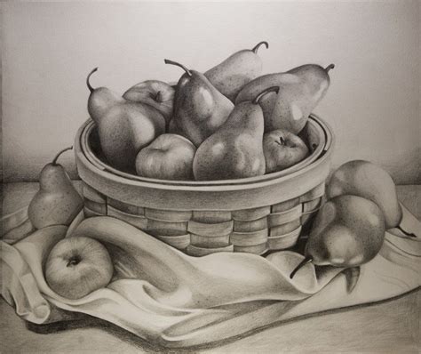 Bowl Of Fruit Drawing