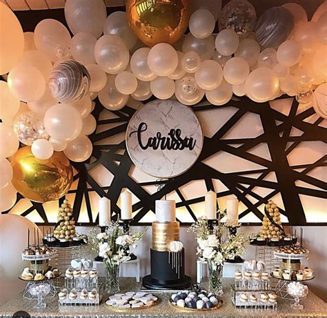 21st Birthday dessert table and balloon backdrop by Stylish Soirees Perth #balloongarland # ...