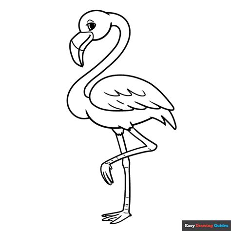 Cartoon Flamingo Coloring Page | Easy Drawing Guides