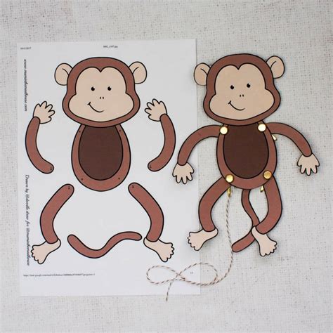 Articulated Easy Monkey Paper Puppet with Templates | Fun DIY Craft