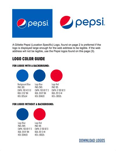 Pepsi Colors - Hex, RGB, CMYK, Pantone | Color Codes - U.S. Brand Colors