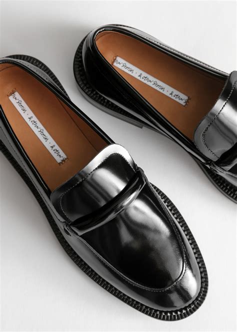 Leather Penny Loafers - Black - Loafers - & Other Stories