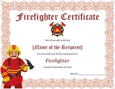 11+ Firefighter Certificate Templates | Free Printable Word & PDF | Certificate templates ...