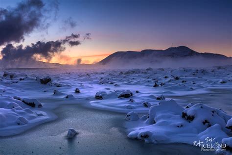 Iceland Winter Twilight landscape │ Blue Lagoon in Ice Iceland Photo ...