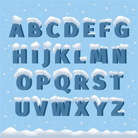 Free Vector | Winter vector alphabet with snow. Letter abc, ice cold font, season frost font ...