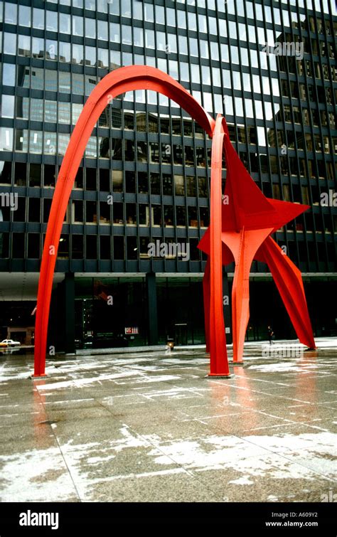 Illinois Chicago Sculpture Calder Flamingo Stock Photo - Alamy