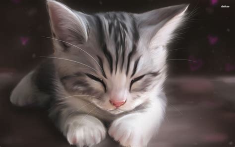 anime, Cat, Painting, Cute Wallpapers HD / Desktop and Mobile Backgrounds