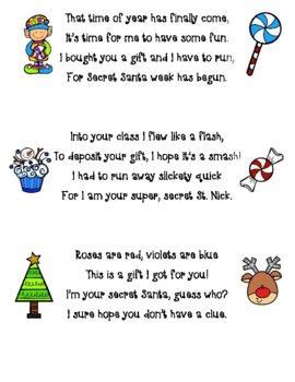 Secret Santa Poems | Secret santa poems, Secret santa, Secret santa messages