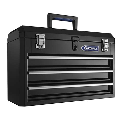 Kobalt Portable 20.67-in 3-Drawer Black Steel Lockable Tool Box at Lowes.com