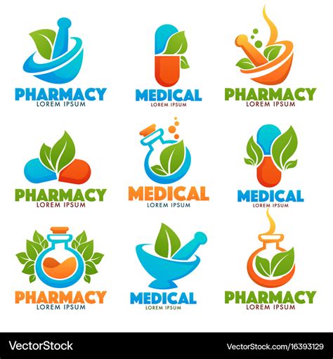 Eco pharma glossy shine logo template with images Vector Image