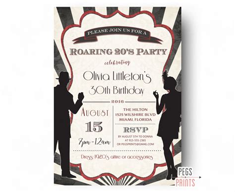 Printable Roaring 20s Invitation Roaring 20s Birthday