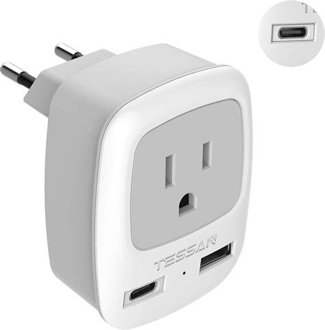 TESSAN European Power Plug Adapter with USB Ports - Travel Plug for Europe, EU, Italy, Spain ...