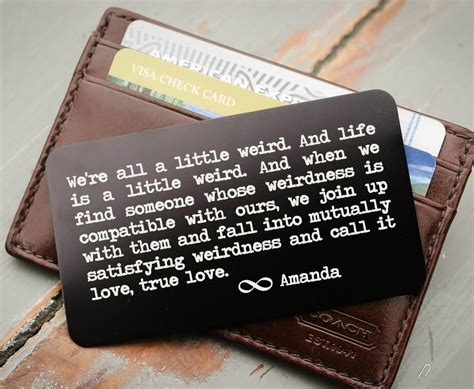 Personalized Wallet Card Engraved Wallet Card Custom Wallet