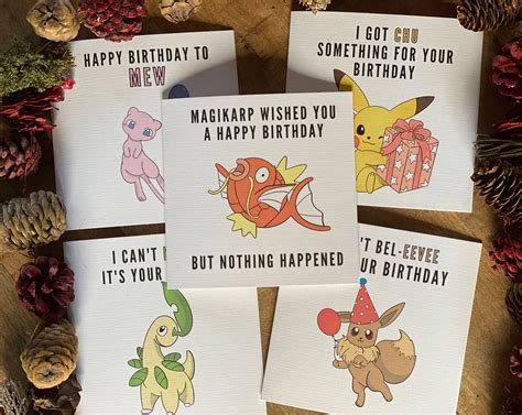 Pokemon Birthday Cards // Pokemon Puns Handmade Blank - Etsy UK