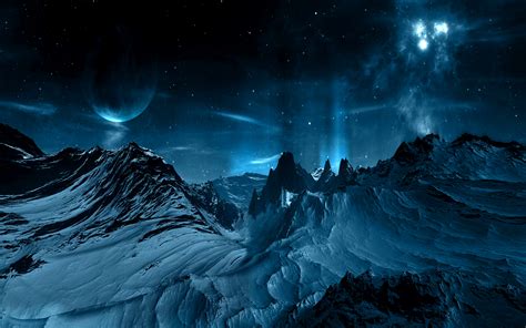 Sci-Fi Frozen Landscape - HD Wallpaper