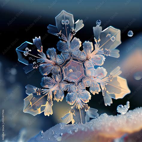 snowflake under the microscope, very detailed view, macro Stock Illustration | Adobe Stock