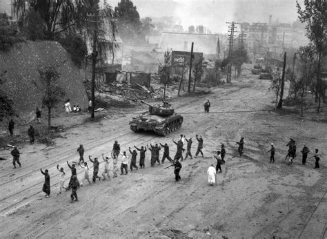 M26 Pershing tanks in downtown Seoul during the Second Battle of Seoul in the Korean War image ...