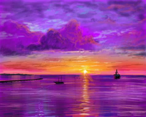 Purple Sunset, Digital Arts by Tigran Movsisyan | Artmajeur