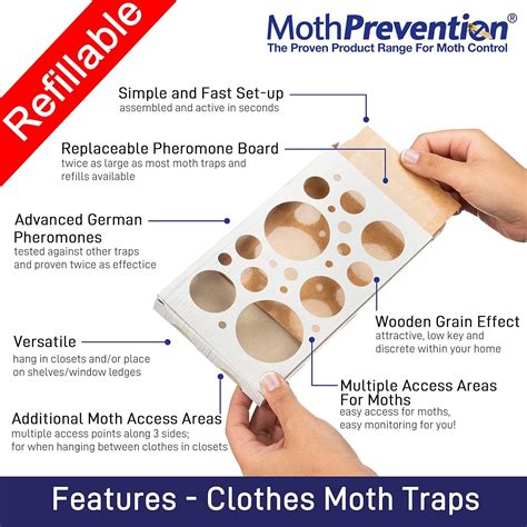 Broad Oak Retail MOTHPREVENTION POWERFUL MOTH TRAPS for Clothes Moths | Refillable Clothes Moth ...