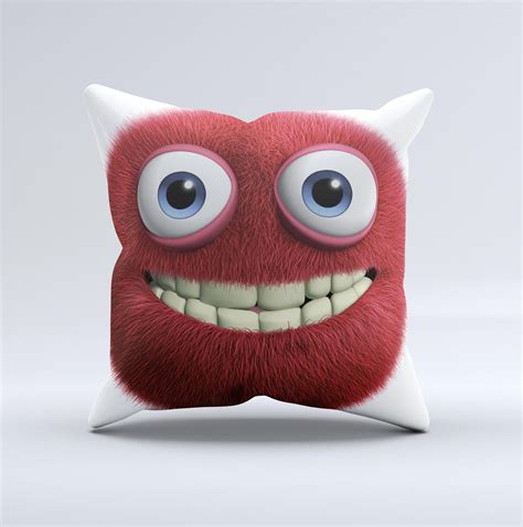 Red Smiling Fuzzy Wuzzy ink-Fuzed Decorative Throw Pillow – DesignSkinz