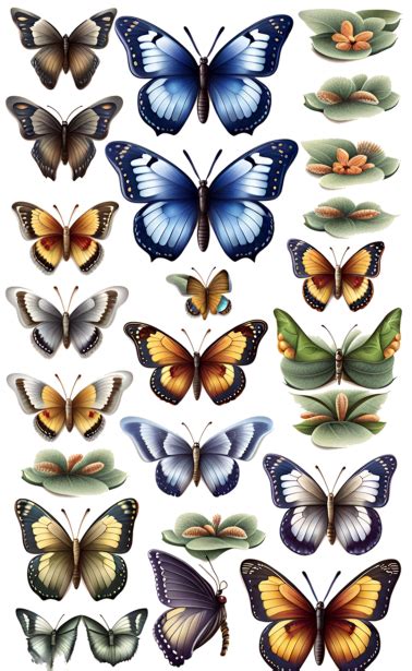 Vintage Butterflies Stickers Free Stock Photo - Public Domain Pictures