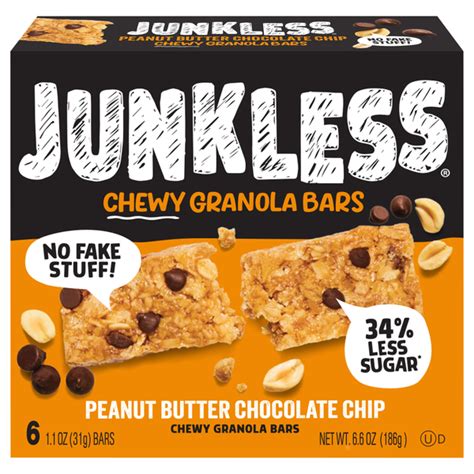 Save on Junkless Chewy Peanut Butter Chocolate Chip Granola Bar - 6 ct Order Online Delivery ...