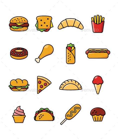 16 Fast Food Icons