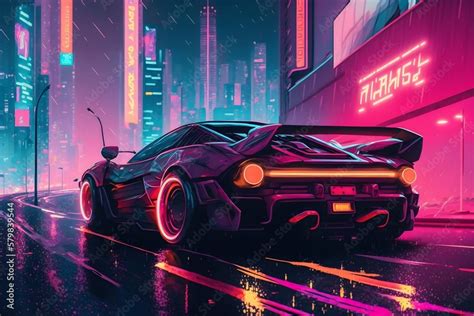 Epic Race Car racing through a cyberpunk city | Race Car Ai Generated synthwave wallpaper ...