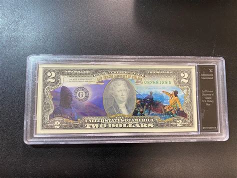 COLORIZED TWO DOLLAR BILL - AMERICAN HISTORY - $2 NOTE - IN PLASTIC HOLDER - $2 | #4592547480