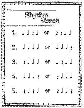 Rhythm Match Worksheets {Quarter Rest & Quarter Note} by Primarily Music