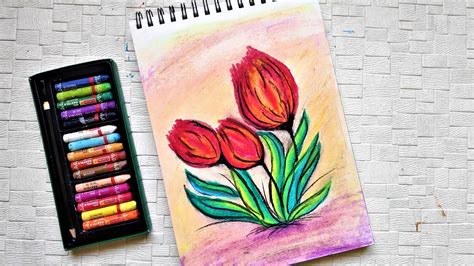 Oil Pastel Drawing Flower | Tulip Painting Tutorial for beginners - YouTube