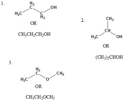 Draw a complete structural formula and a condensed structural formula for C3H8O. | Homework ...