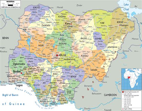 Detailed political and administrative map of Nigeria with all roads, cities and airports ...