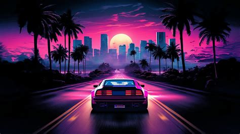 OUTRUN SUNSET CITY - Heroscreen | Transform Your Screen with Stunning 4K Wallpapers!