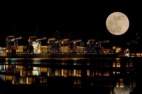 UK Container Port at Night stock image. Image of heavy - 23058847