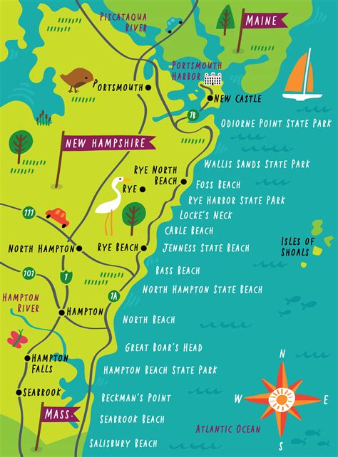 Illustrated Map of New Hampshire Beaches — Nate Padavick