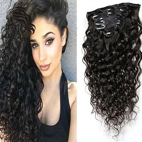 Deep Wave Curly Clip In Hair Extensions Human Hair Natural Remy Hair ...