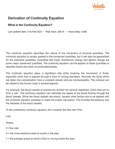 Derivation of Continuity Equation - B.tech CSE - Studocu