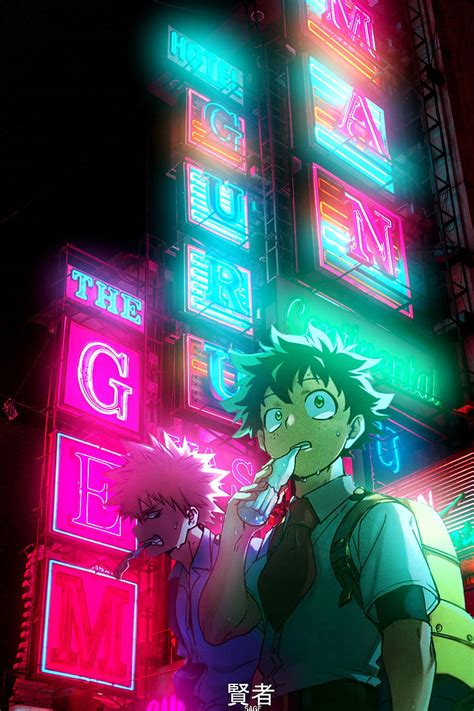 Deku and Bakugo, anime, my hero academia, retro, HD phone wallpaper | Peakpx