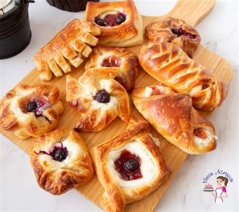 Homemade Danish Pastry- Dough, Shapes & Fillings - Veena Azmanov Kitchen