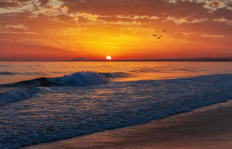 Free Images : sunset, horizon, body of water, sea, ocean, sunrise ...