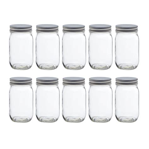 16 oz. Mason Jars with Lids, Set of 10 - Glass Containers for Oats ...