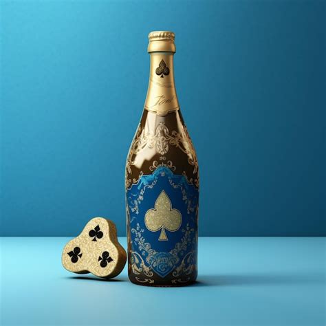 Premium Photo | A bottle of beer with a blue and gold label that says " gold leaf