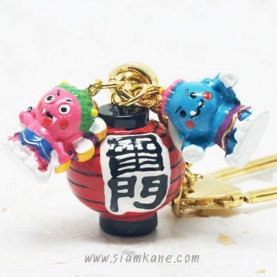 Lucky Kaminarimon Asakusa lantern with Fujin and Rajin God Charm Omamori lucky charm 100% ...