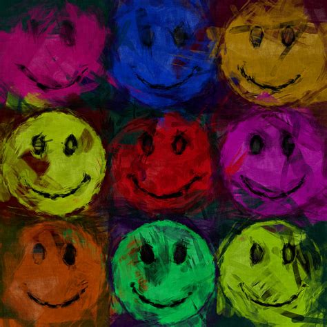 Abstract Smiley Faces Digital Art by David G Paul