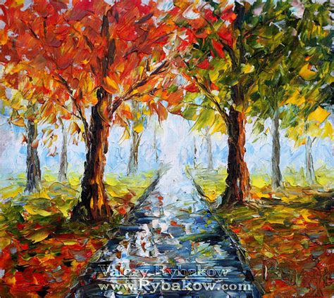 Landscape oil painting AUTUMN NATURE 145 by Valery Rybakow Painting by Valery Rybakow - Pixels