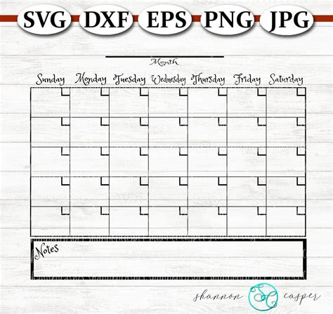 Cricut Template Svg File Calendar Svg Free