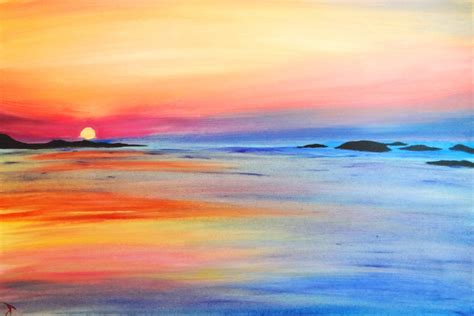 Beach Sunset Watercolor at PaintingValley.com | Explore collection of ...